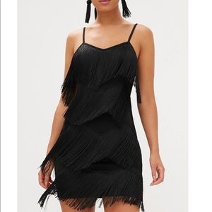 SOLD: Prettylittlething Black tassel dress small